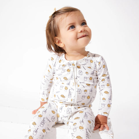 Milk & Cookies Convertible Footie Bamboo Pajama - Bellabu Bear