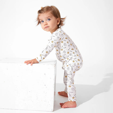 Milk & Cookies Convertible Footie Bamboo Pajama - Bellabu Bear