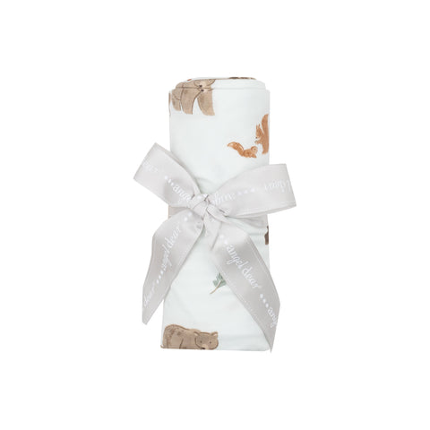 Mixed Woodland Animals Blue Swaddle Blanket - Angel Dear