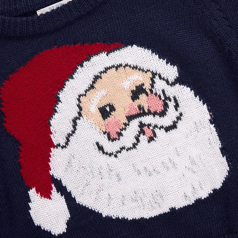 Navy Santa Boys Oliver Sweater - Pink Chicken