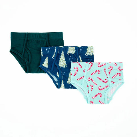 3 Pack Boy's Bamboo Brief Underwear - Holiday