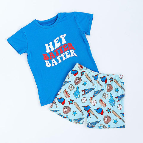 No Place Like Home Blue Baseball Shirt & Shorts Set - Kiki + Lulu
