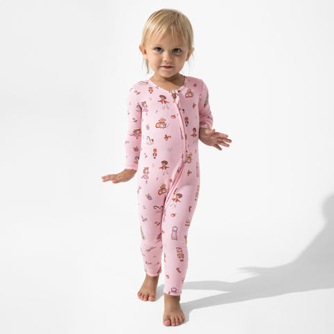 Nutcracker Pink Bamboo Convertible Footie - Bellabu Bear