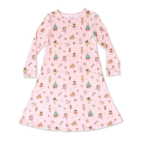 Nutcracker Pink Bamboo Girls' Dress - Bellabu Bear