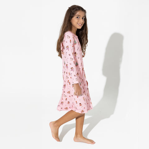 Nutcracker Pink Bamboo Girls' Dress - Bellabu Bear