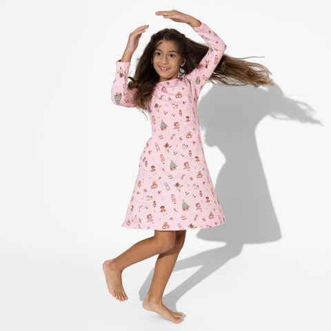 Nutcracker Pink Bamboo Girls' Dress - Bellabu Bear