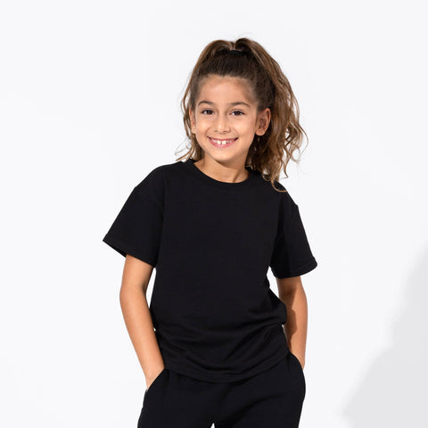 Obsidian Black Bamboo Terry Daywear Kids T-Shirt - Bellabu Bear