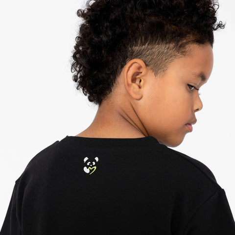 Obsidian Black Bamboo Terry Daywear Kids T-Shirt - Bellabu Bear