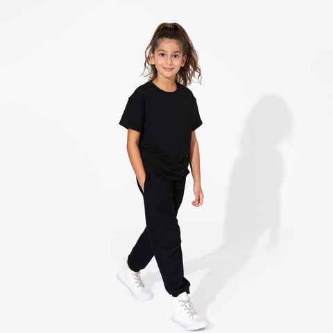 Obsidian Black Bamboo Terry Daywear Kids T-Shirt - Bellabu Bear