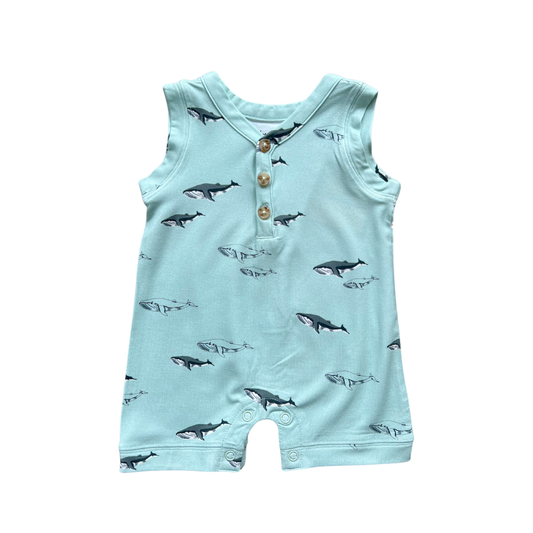 Oceanic Whales Boy's Sleeveless Romper - Babysprouts