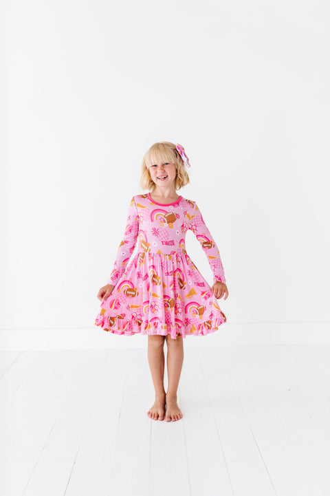 On Game Days We Wear Pink Bamboo Twirl Dress - Kiki + Lulu