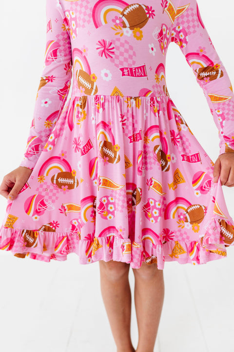 On Game Days We Wear Pink Bamboo Twirl Dress - Kiki + Lulu