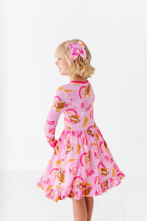 On Game Days We Wear Pink Bamboo Twirl Dress - Kiki + Lulu