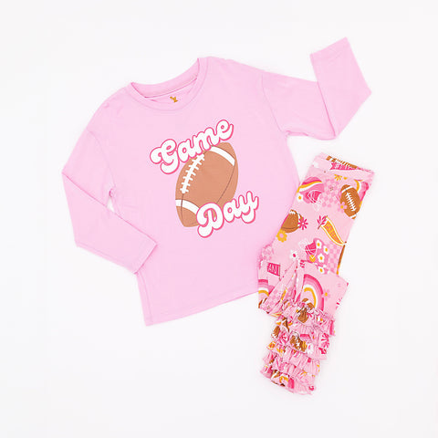 On Game Days We Wear Pink Graphic Tee & Leggings Outfit Set - Kiki + Lulu