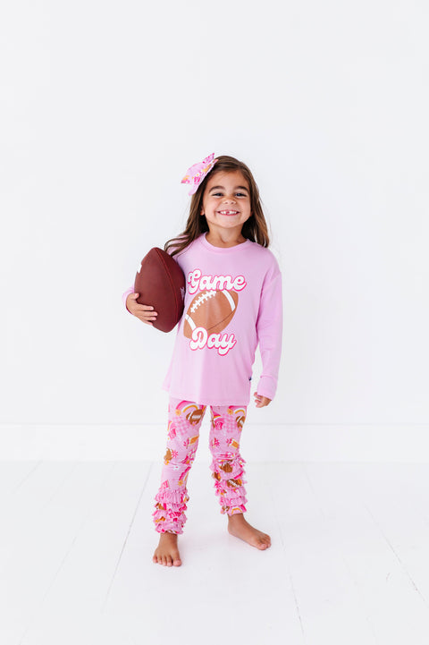 On Game Days We Wear Pink Graphic Tee & Leggings Outfit Set - Kiki + Lulu