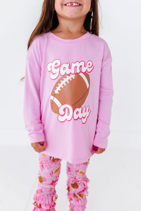 On Game Days We Wear Pink Graphic Tee & Leggings Outfit Set - Kiki + Lulu