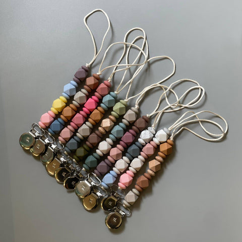 Pacifier Clip (Petit): Taupe - Three Hearts Modern Teething Accessories