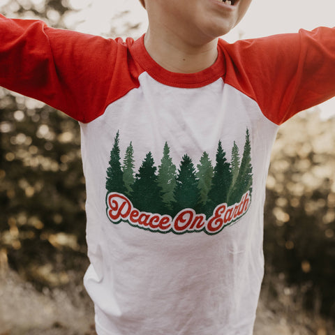 Peace On Earth Baseball Tee Shirt - Rivet Apparel Co.