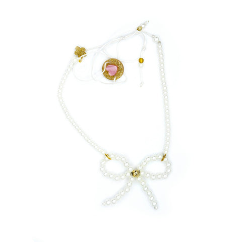 Pearl Bow Necklace - Lilies & Roses NY