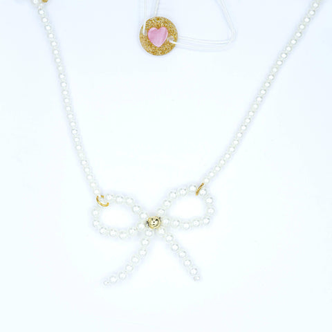 Pearl Bow Necklace - Lilies & Roses NY