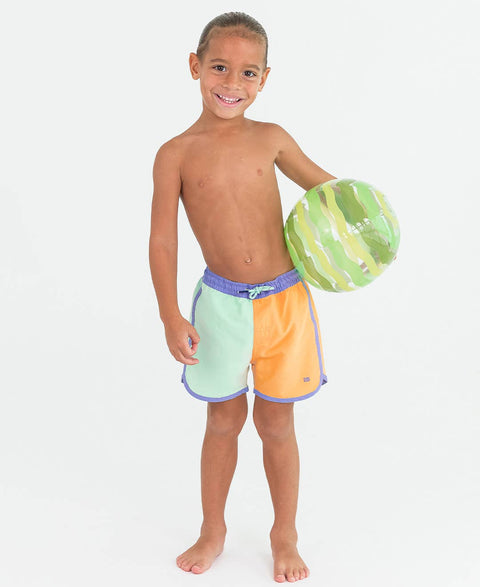 Periwinkle, Green, & Ginger Swim Trunks - RuffleButts + RuggedButts