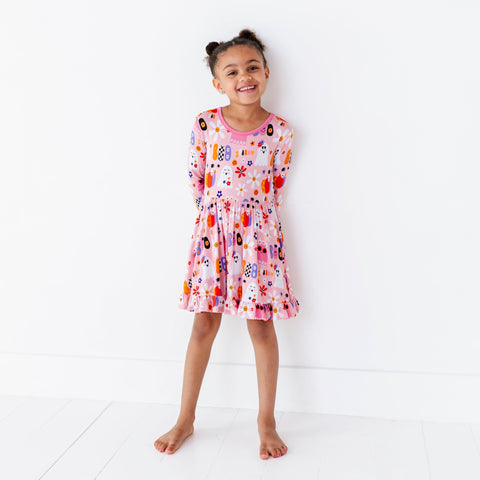 Pink A Boo Halloween Bamboo Twirl Dress - Kiki + Lulu