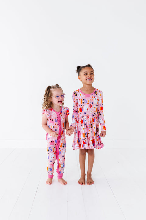 Pink A Boo Halloween Bamboo Twirl Dress - Kiki + Lulu