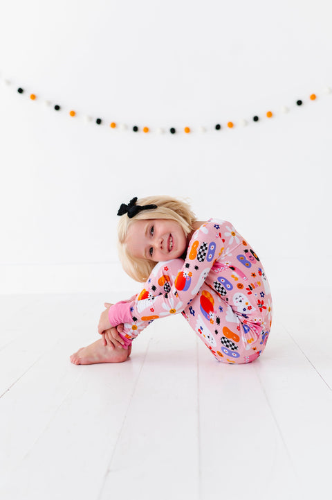 Pink A Boo Halloween Kids Bamboo Pajamas - Kiki + Lulu