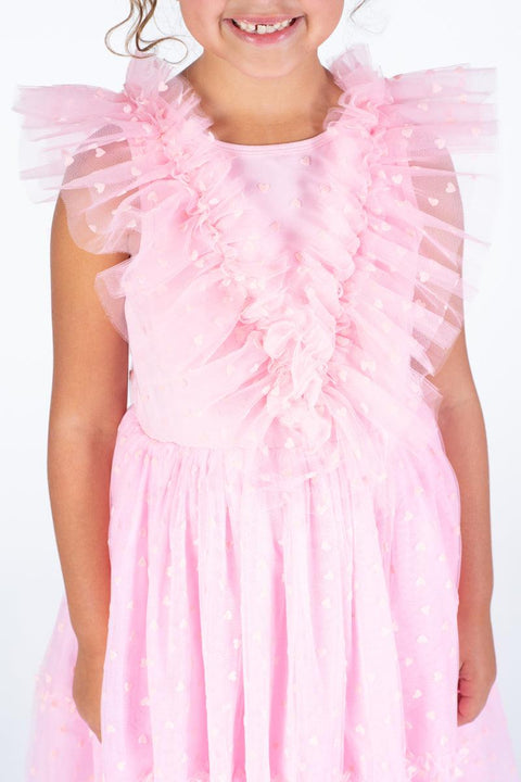 Pink Heart Tulle Party Dress - Rock Your Baby