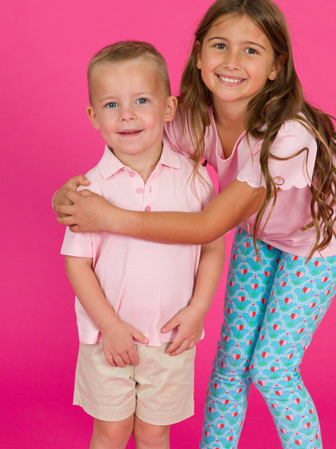 Pink Pique Polo Shirt - RuffleButts + RuggedButts