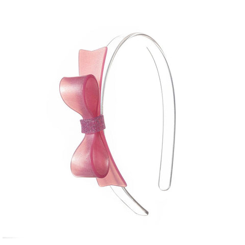 Pink Satin Bow Tie Headband - Lilies & Roses NY