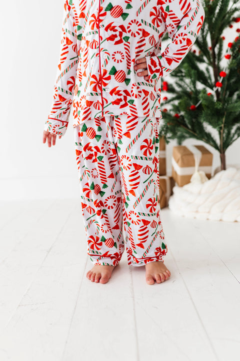 Pretty In Peppermint Kids Button Down Pajama Set - Kiki + Lulu