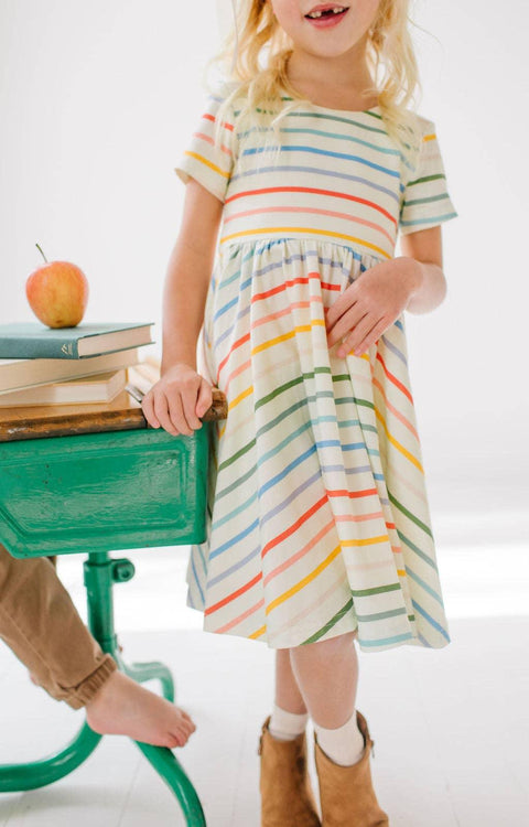 Primary Stripe Twirl Dress - Ollie Jay