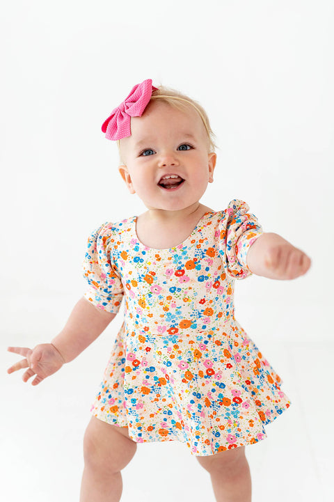 Puff Skirted Leotard in Summer Blooms - Ollie Jay