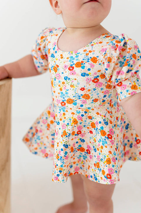 Puff Skirted Leotard in Summer Blooms - Ollie Jay