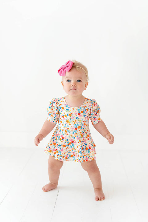 Puff Skirted Leotard in Summer Blooms - Ollie Jay