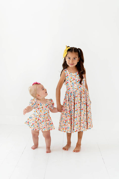 Puff Skirted Leotard in Summer Blooms - Ollie Jay