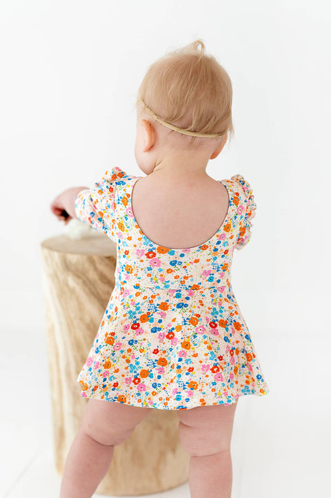 Puff Skirted Leotard in Summer Blooms - Ollie Jay