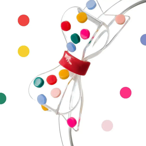 Rainbow Dots Fat Bow Headband - Lilies & Roses NY
