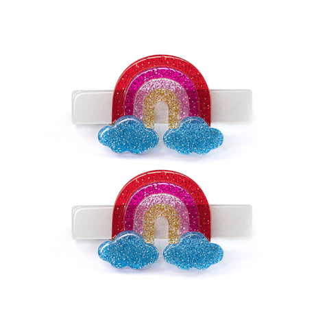 Rainbow Glitter Hair Clips Set - Lilies & Roses NY