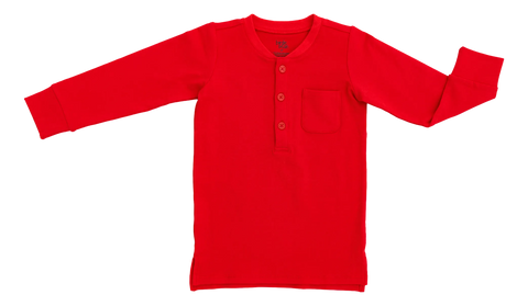 Red Henley Long Sleeve T-Shirt - Birdie Bean