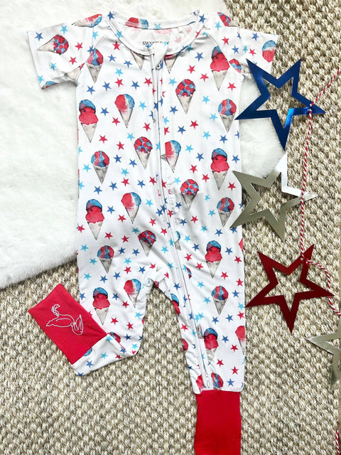 Red, White & Blue Snowcones Zipper Pajama - Sweet Bay Clothing