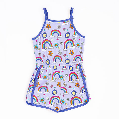 Retro Rainbow Bamboo Spaghetti Strap Romper - Kiki + Lulu