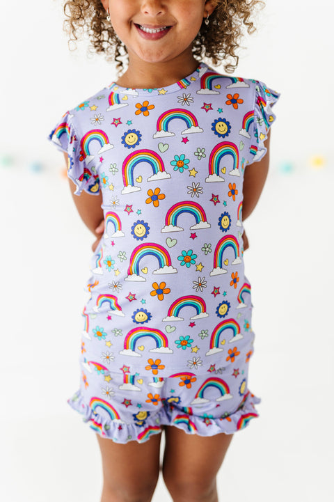 Retro Rainbow Kids Bamboo Pajamas - Kiki + Lulu