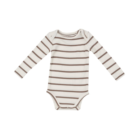 Ribbed Brown Stripe Bodysuit - Angel Dear