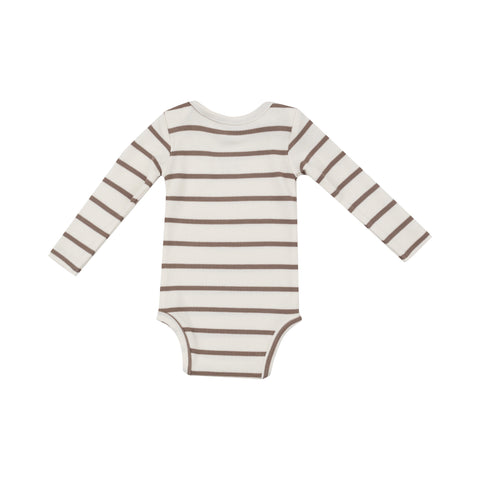 Ribbed Brown Stripe Bodysuit - Angel Dear