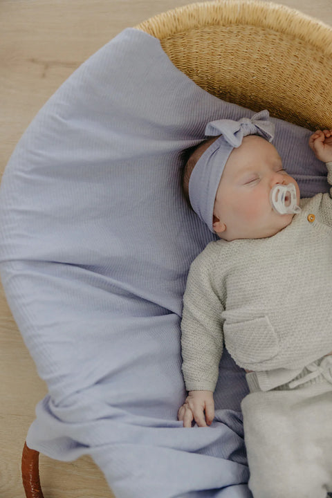 Ribbed Knit Swaddle Blanket - Periwinkle - Copper Pearl