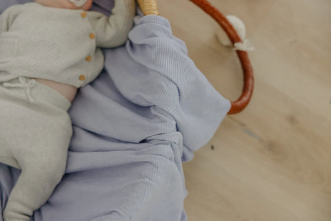 Ribbed Knit Swaddle Blanket - Periwinkle - Copper Pearl