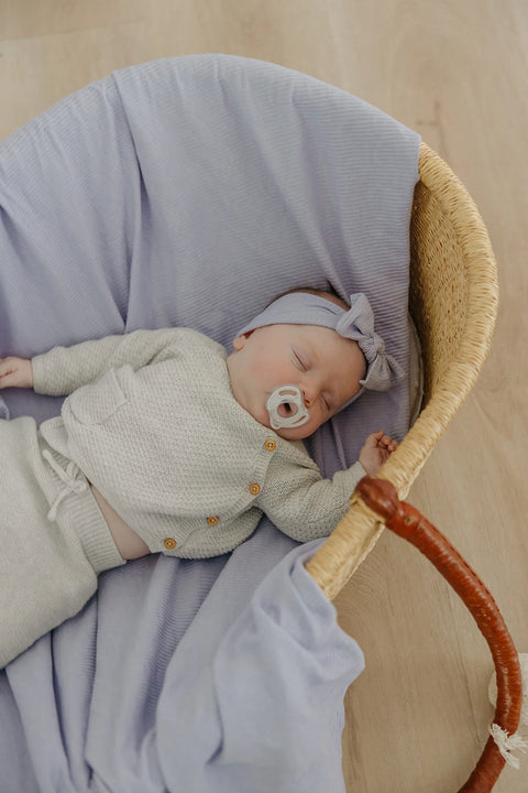 Ribbed Knit Swaddle Blanket - Periwinkle - Copper Pearl