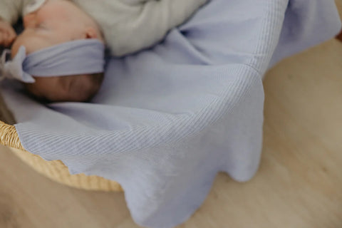 Ribbed Knit Swaddle Blanket - Periwinkle - Copper Pearl